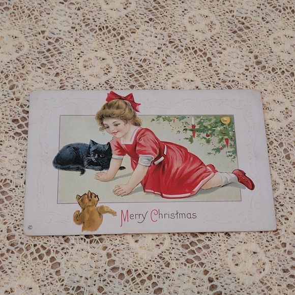 Vintage Christmas Post Cards from 1900s Junk Journal Scrapbook Holiday Lot of 5 - Picture 4 of 7